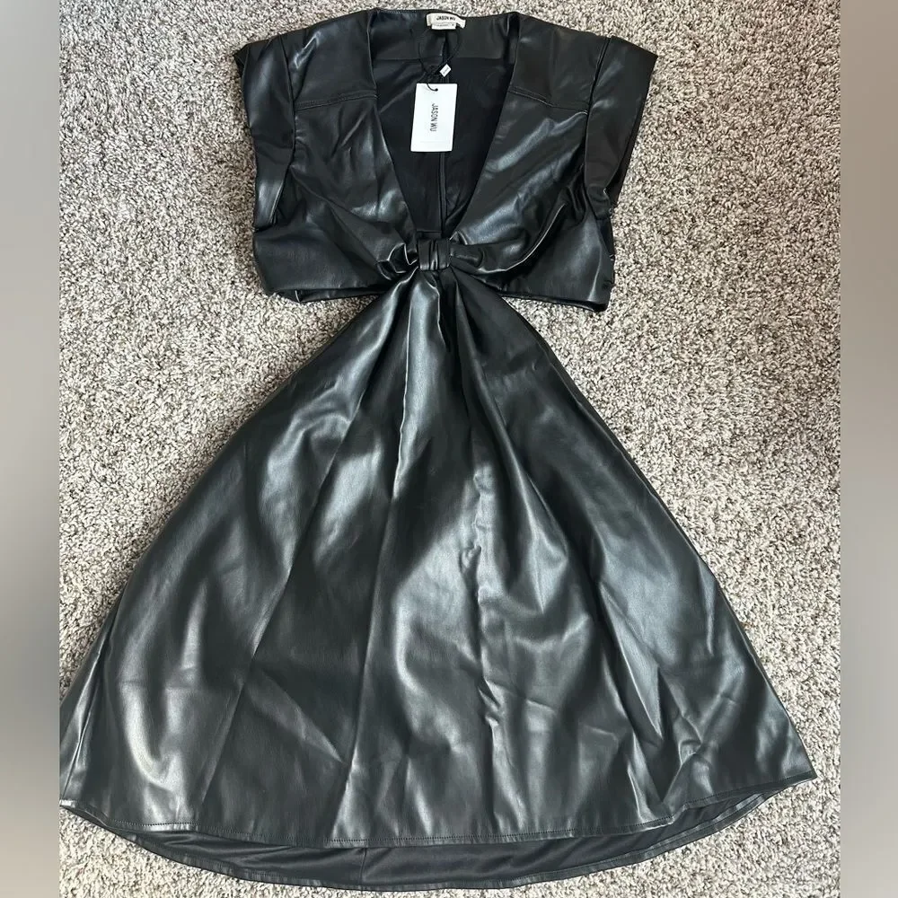Jason Wu leather front knot cutout dress NWT